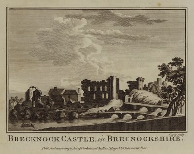 Castello di Brecknock, nel Brecknockshire (incisione) da English School