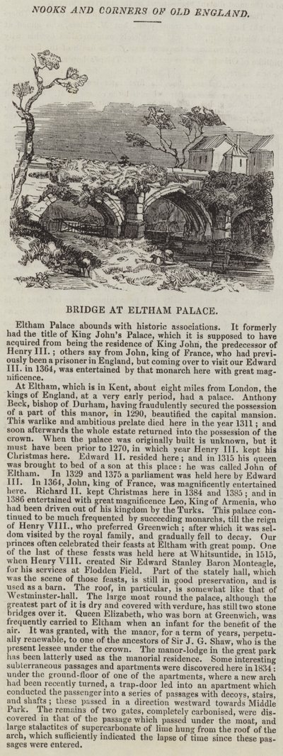 Ponte al Palazzo di Eltham da English School
