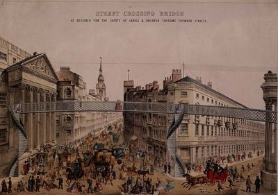 Ponte sulla strada a Mansion House, c.1862 da English School