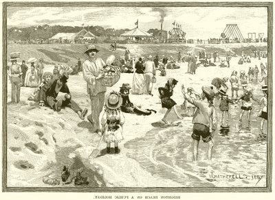 Spiaggia di Brighton in un giorno festivo da English School
