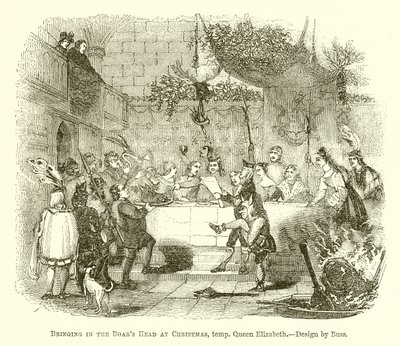 Portare la testa di cinghiale a Natale, temp. Regina Elisabetta da English School