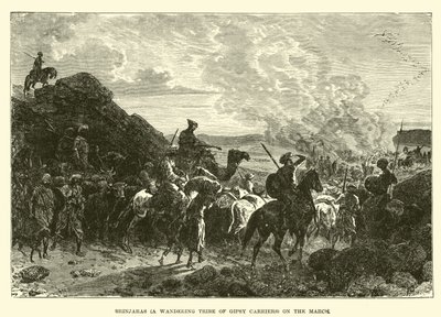Brinjaras (una tribù errante di portatori zingari) in marcia da English School
