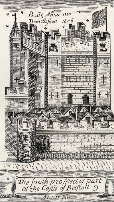 Castello di Bristol, dopo la mappa di James Millerd di Bristol del 1673, da 
