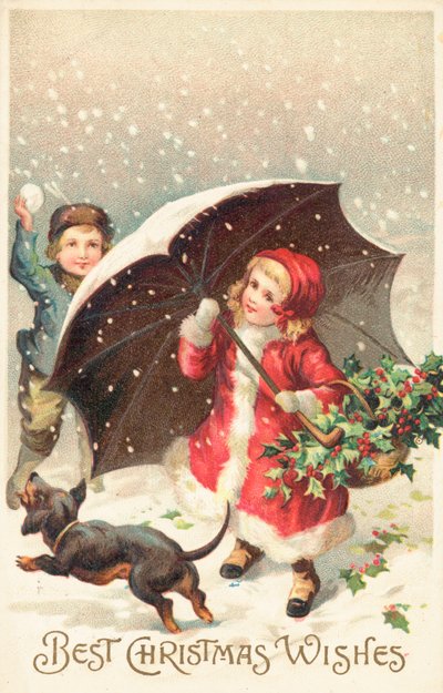 Cartolina di Natale britannica da English School