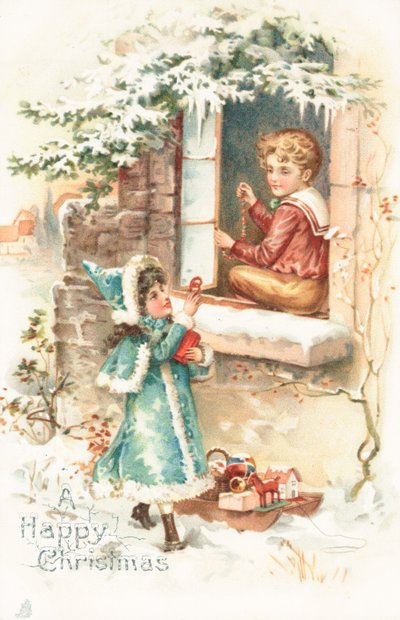 Cartolina di Natale britannica da English School