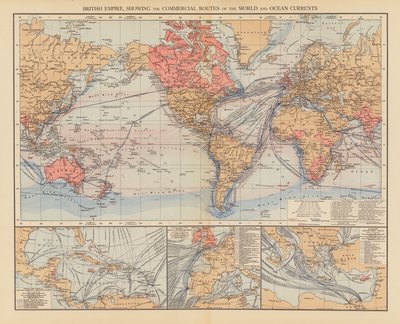 Impero Britannico, Mostrando le Rotte Commerciali del Mondo e le Correnti Oceaniche da English School