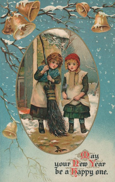 Cartolina di Capodanno britannica da English School