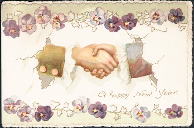 Cartolina di Capodanno britannica da English School