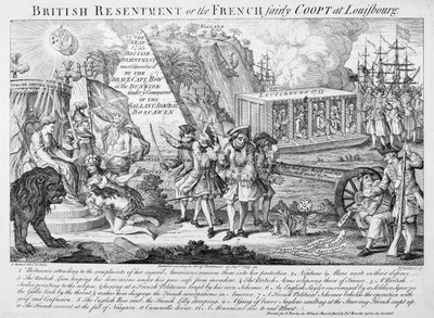 Rispetto britannico o, i francesi catturati a Louisbourg, pubblicato il 25 settembre 1755 da English School