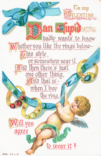 Cartolina di San Valentino britannica da English School