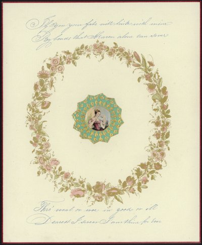 Cartolina di San Valentino britannica con immagine di una donna da English School