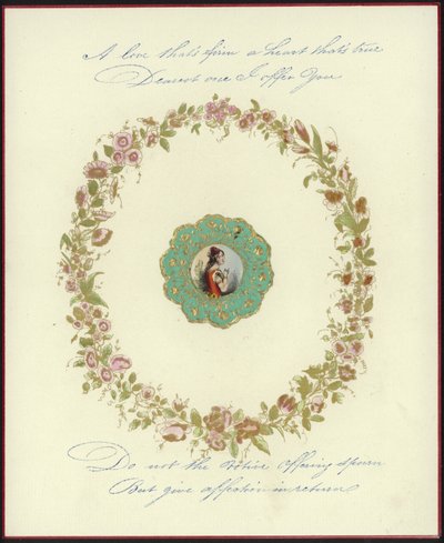 Cartolina di San Valentino britannica con immagine di una donna da English School