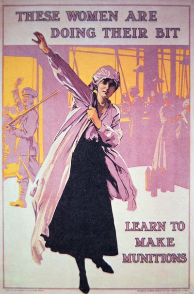 Poster britannico della prima guerra mondiale per incoraggiare le donne a lavorare nelle fabbriche di munizioni, c.1914-18 da English School