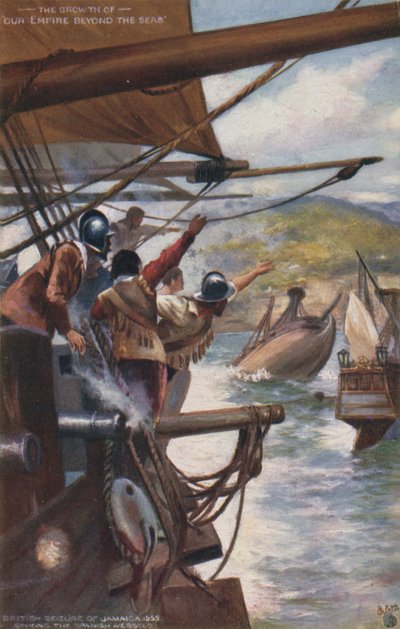 La presa della Giamaica dagli spagnoli da parte dei britannici, 1655 da English School