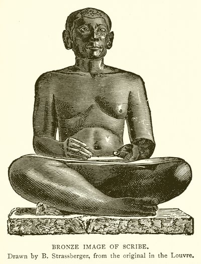 Immagine in bronzo di scriba (incisione) da English School