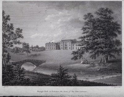Brough Hall nello Yorkshire, la sede di Sir John Lawson (incisione) da English School