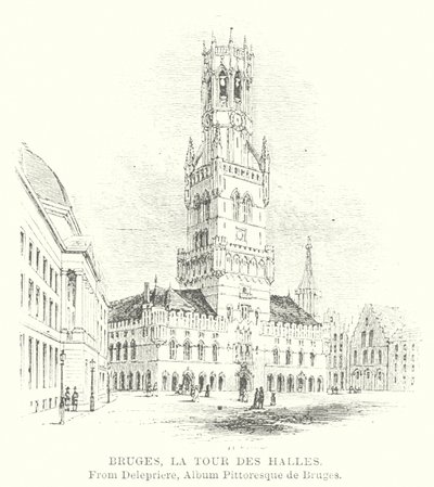 Bruges, Torre delle Halles (incisione) da English School