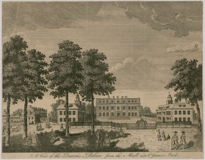 Buckingham House, Una vista del Palazzo della Regina dal Mall in St James