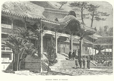 Tempio buddista di Nagasaki (incisione) da English School