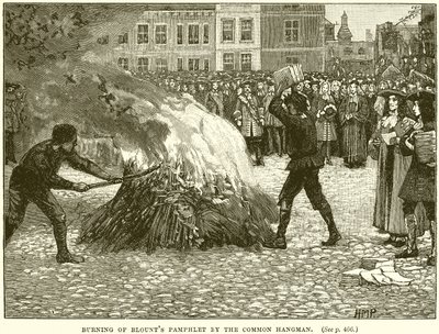 Bruciatura del pamphlet di Blount dal boia comune da English School