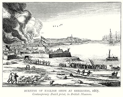 Incendio di navi inglesi e a Sheerness da English School