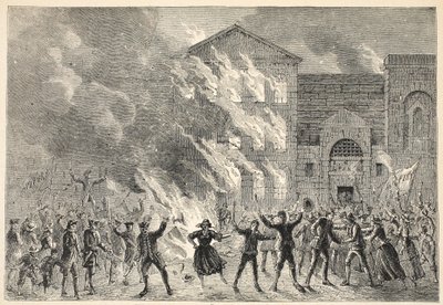 Incendio di Newgate, da una stampa contemporanea da English School