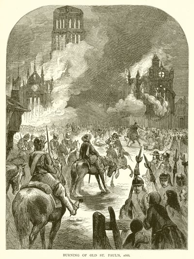Incendio della vecchia Cattedrale di San Paolo, 1666 da English School