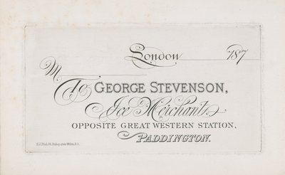 Biglietto da visita per George Stevenson da English School