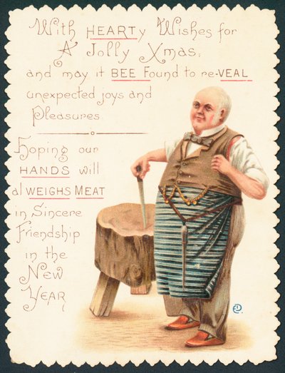 Macellaio, cartolina di Natale da English School