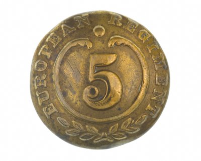 Bottone, altri ranghi, 5º Reggimento Europeo del Bengala, 1858-1860 da English School