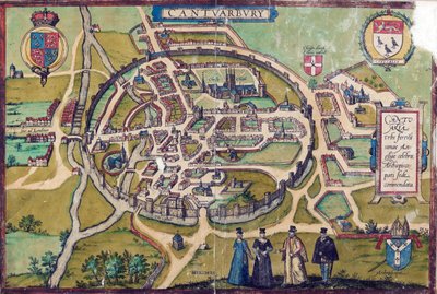 Mappa di Canterbury, c.1588 da English School