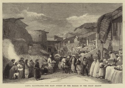 Cabul Illustrata, la Strada Principale nel Bazar durante la Stagione della Frutta da English School