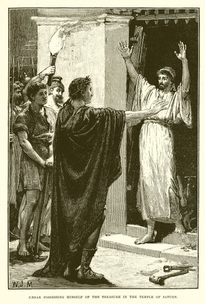 Cesare si impossessa del tesoro nel tempio di Saturno da English School