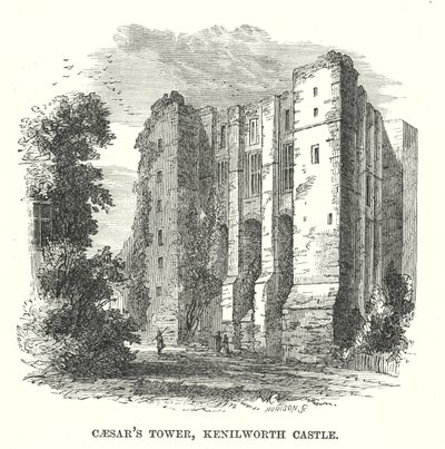 Torre di Cesare, Castello di Kenilworth (incisione) da English School