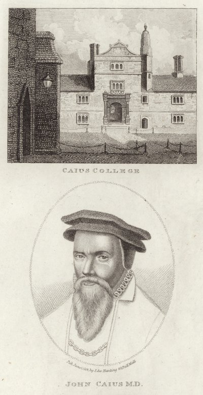 Caius College e un ritratto di John Caius da English School