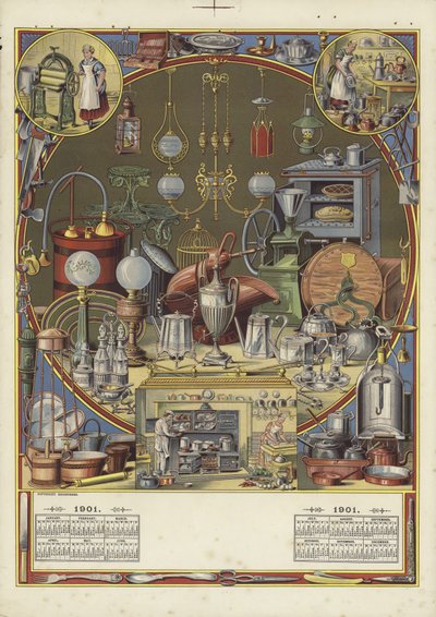 Calendario con una varietà di utensili da cucina da English School