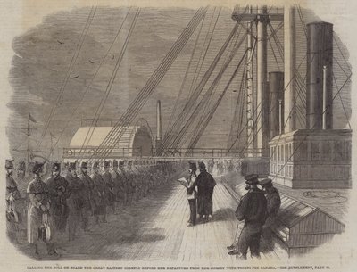 Chiamata del Ruolo a Bordo del Great Eastern poco prima della sua Partenza dal Mersey con Truppe per il Canada da English School