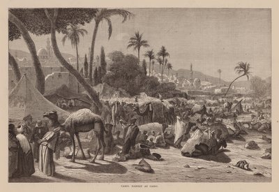 Mercato dei cammelli al Cairo (incisione) da English School