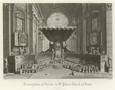 Canonizzazione dei santi nella Chiesa di San Pietro, Roma, 1712 da English School
