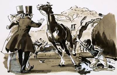 Il capitano Becher, caduto a una recinzione durante il Grand National da English School