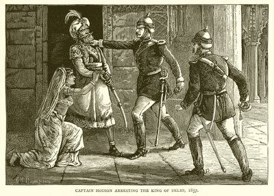 Il capitano Hodson arresta il re di Delhi, 1857 da English School