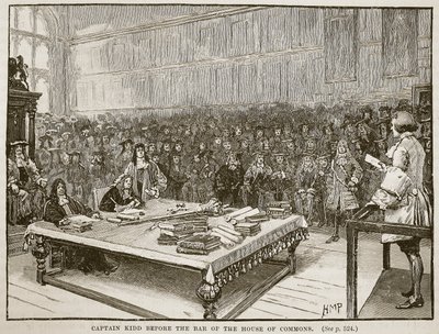 Capitano Kidd davanti alla barra della Camera dei Comuni, illustrazione da Cassells Illustrated History of England da English School