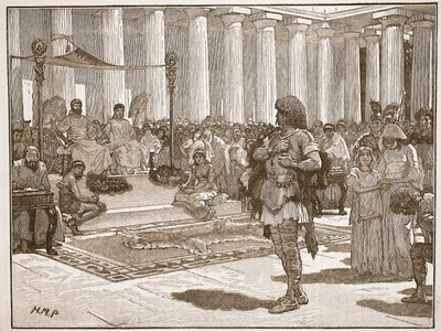 Caractacus davanti a Claudio, illustrazione da Cassells Illustrated History of England da English School