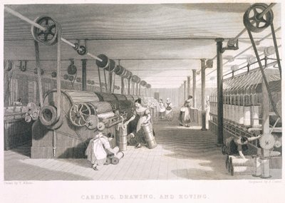 Cardatura, disegni e tessitura in corda (incisione) da English School