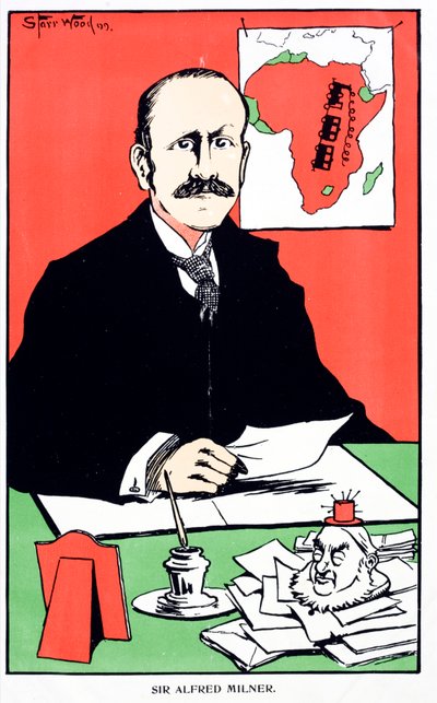 Caricatura di Sir Alfred Milner, governatore coloniale britannico della Colonia del Capo allo scoppio della Seconda Guerra Boera da English School