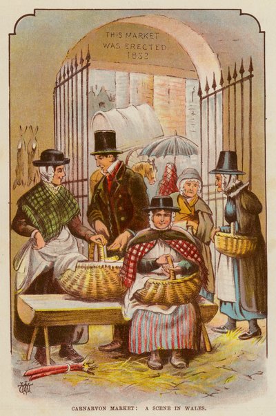 Mercato di Carnarvon, una scena in Galles da English School