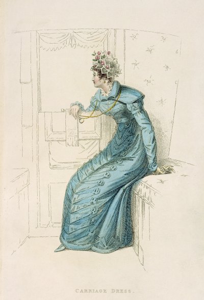 Abito da carrozza, tavola di moda da Ackermanns Repository of Arts da English School