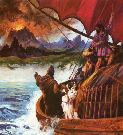Marinai cartaginesi che assistono a un vulcano da English School