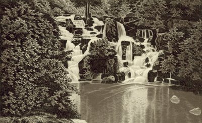Cascata, Virginia Water (litografia) da English School