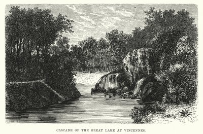 Cascata del Grande Lago a Vincennes (incisione) da English School